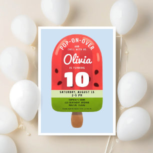 Invitación Cumpleaños décimo de niña de paleta de melón linda