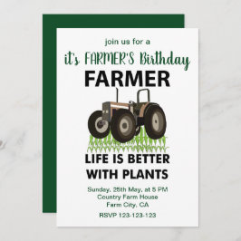 Invitación Cumpleaños del agricultor de campo de tractores ag