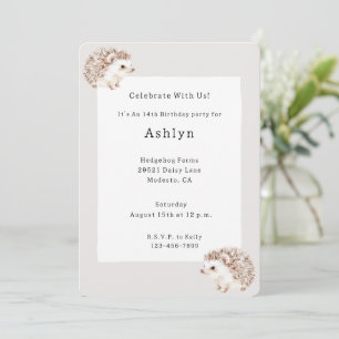 Invitación Cumpleaños del animal erizo