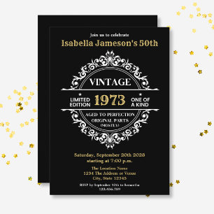 Invitación Cumpleaños del Año Blanco y Oro Negro