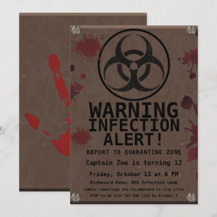 Invitación Cumpleaños del apocalipsis zombie   Halloween Bioh