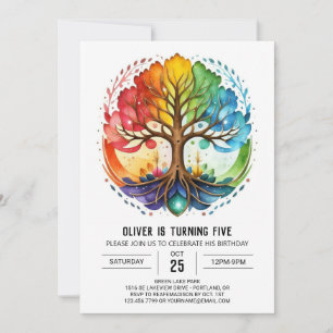 Invitación Cumpleaños del árbol cósmico místico