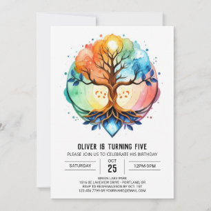 Invitación Cumpleaños del árbol de la fantasía cósmica
