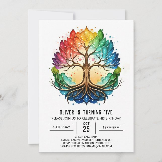 Invitación Cumpleaños del árbol de la vida (Anverso)