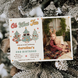 Invitación Cumpleaños del Árbol de Navidad Hippie Rockin Oh Q
