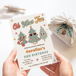 Invitación Cumpleaños del Árbol de Navidad Hippie Rockin Oh Q