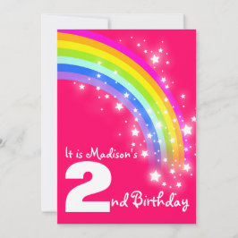 Invitación Cumpleaños del arco iris púrpura de los niños el