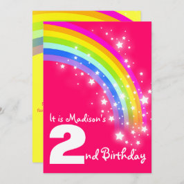 Invitación Cumpleaños del arco iris púrpura de los niños el