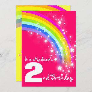 Invitación Cumpleaños del arco iris púrpura de los niños el