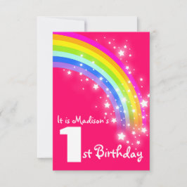 Invitación Cumpleaños del arco iris púrpura de los niños el