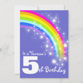 Invitación Cumpleaños del arco iris rosado púrpura de los