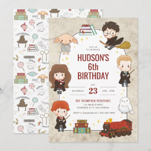 Invitación Cumpleaños del Arco Mágico de Personajes de Harry 