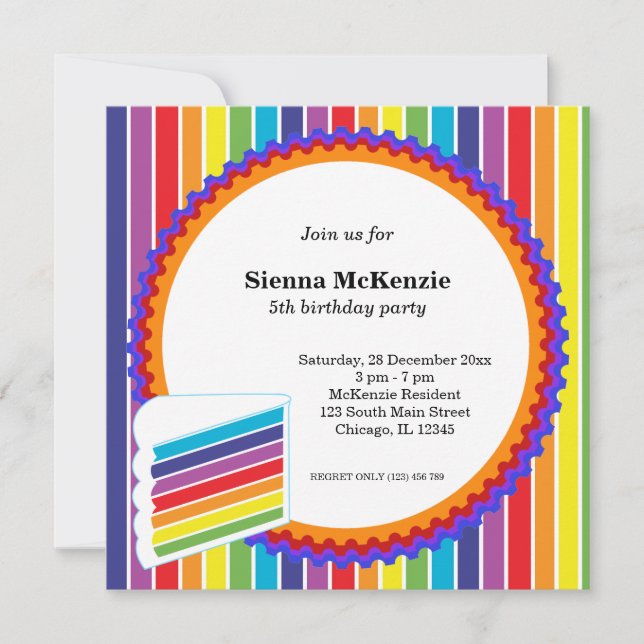 Invitación Cumpleaños del Arcoiris (Anverso)