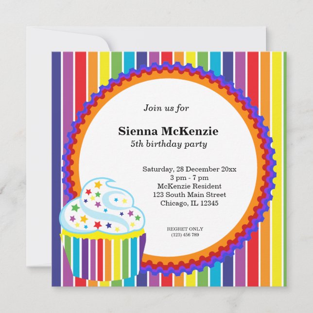 Invitación Cumpleaños del Arcoiris (Anverso)