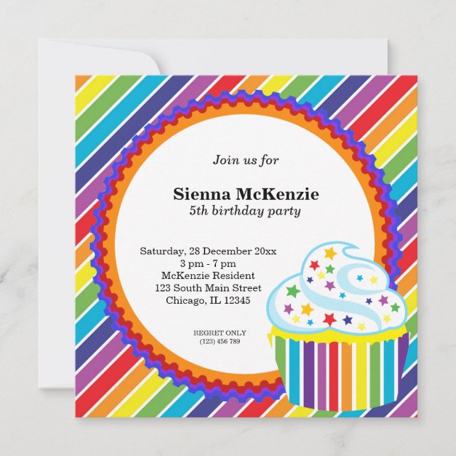 Invitación Cumpleaños del Arcoiris (Anverso)