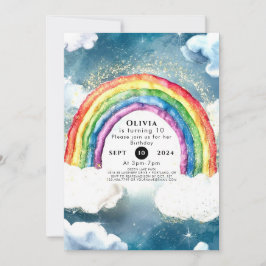 Invitación Cumpleaños del arcoiris Boho Pastel