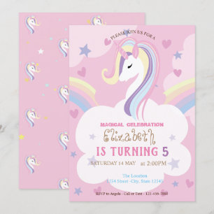 Invitación Cumpleaños del Arcoiris de Unicornio