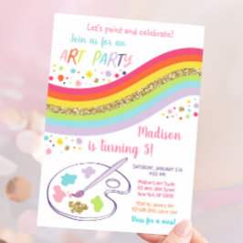 Invitación Cumpleaños del Arcoiris Fiesta de Arte