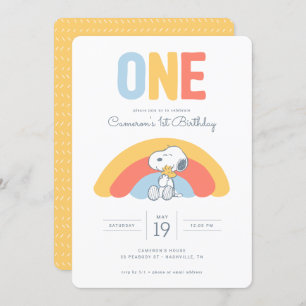 Invitación Cumpleaños del Arcoiris Snoopy & Woodstock