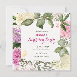 Invitación Cumpleaños del arte floral