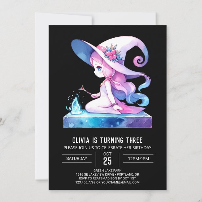 Invitación Cumpleaños del Asistente de Acumulación de Acuarel (Anverso)