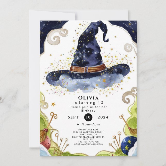 Invitación Cumpleaños del Asistente Mágico de Boho Simple (Anverso)