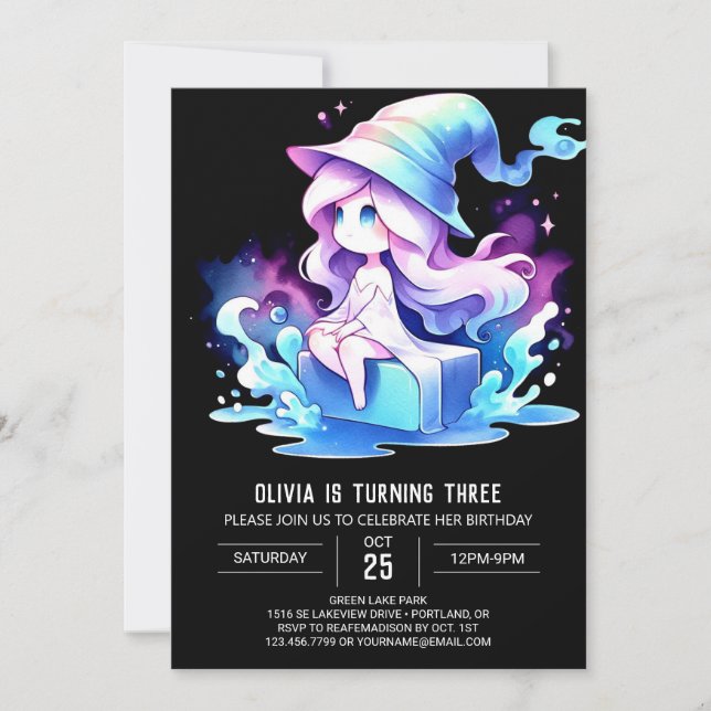 Invitación Cumpleaños del Asistente para elegancia mística (Anverso)