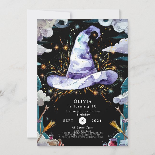 Invitación Cumpleaños del Asistente para niños de Watercolor  (Anverso)