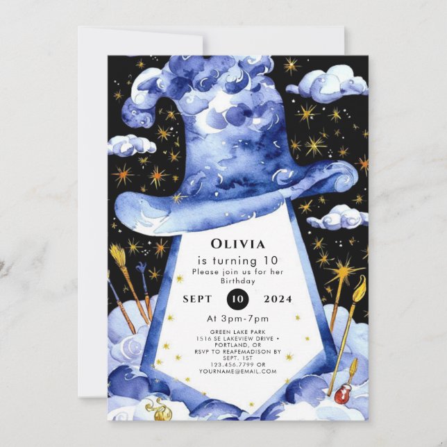 Invitación Cumpleaños del Asistente Simple Encantado (Anverso)