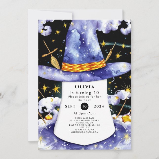 Invitación Cumpleaños del asistente simple encantado de los n (Anverso)