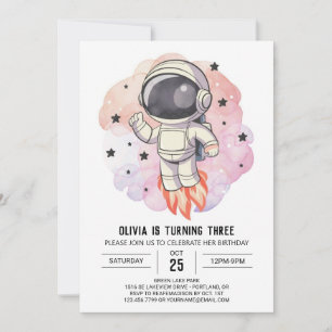 Invitación Cumpleaños del astronauta Bohemian Rocket Odyssey