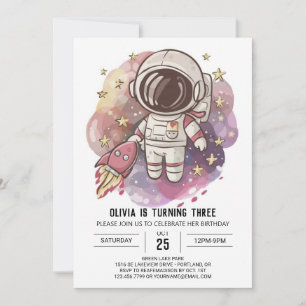 Invitación Cumpleaños del astronauta de los colisos celestes