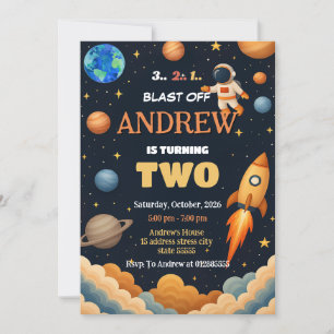 Invitación Cumpleaños del astronauta del espacio ultraterrest