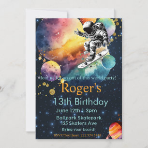 Invitación Cumpleaños del astronauta, espacio