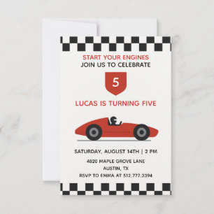 Invitación Cumpleaños del Auto de Carreras Rojo • Fiesta de C
