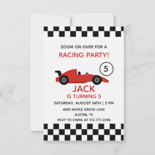 Invitación Cumpleaños del Auto de Carreras Rojo • Fiesta de C