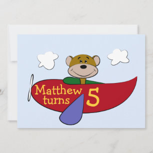 Invitación Cumpleaños del Avión del Oso