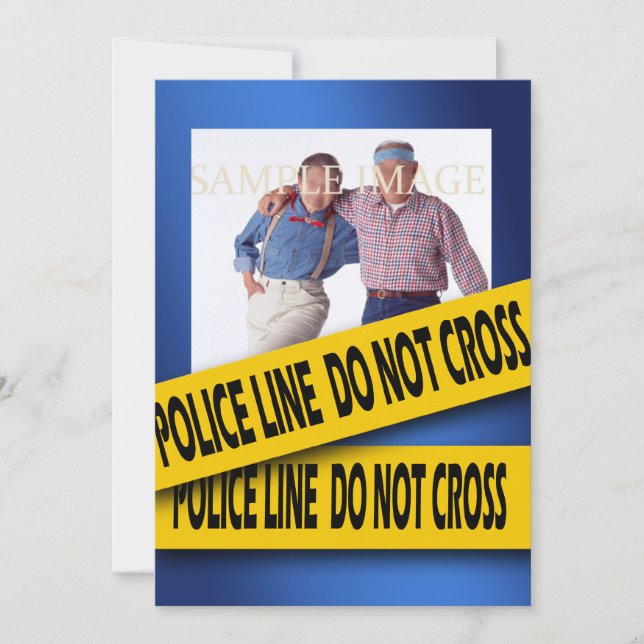 Invitación Cumpleaños del azul del misterioso asesinato (Anverso)