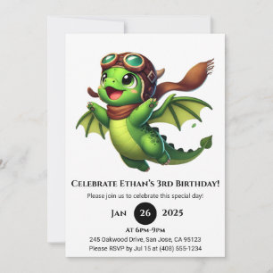 Invitación Cumpleaños del bebé dragón aviador