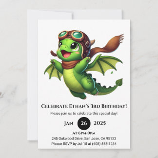 Invitación Cumpleaños del bebé dragón aviador