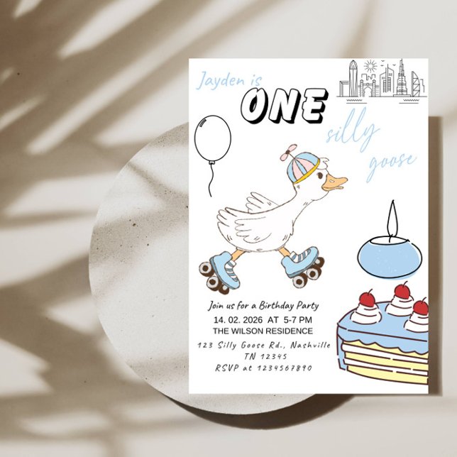 Invitación Cumpleaños del bebé niño 1er cumpleaños - Un ganso (Subido por el creador)