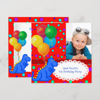 Invitación Cumpleaños del bebé niño 1er dinosaurio