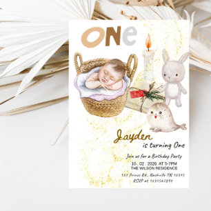 Invitación Cumpleaños del bebé niño UNO 1er Cumpleaños-Fiesta