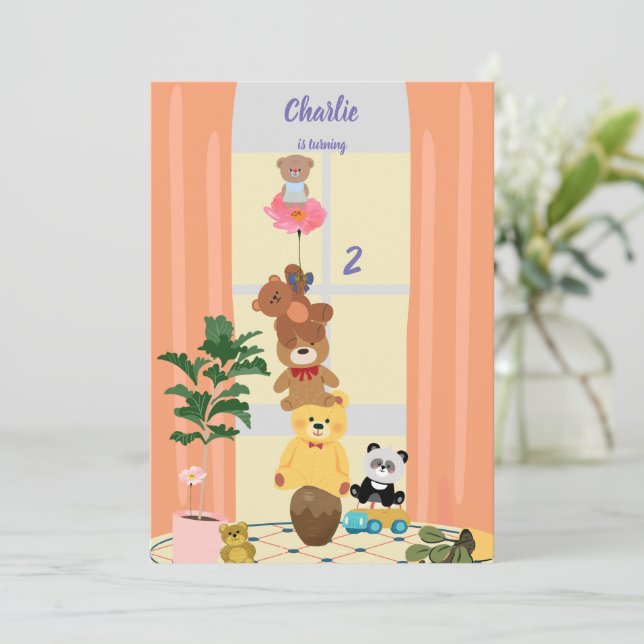 Invitación cumpleaños del bebé Rosa (Anverso de pie)