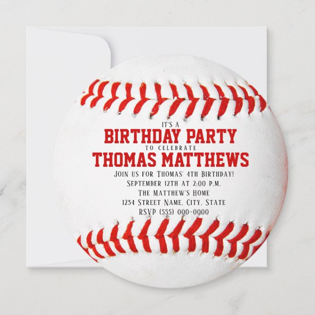 Invitación Cumpleaños del Béisbol (Anverso)