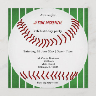 Invitación Cumpleaños del Béisbol