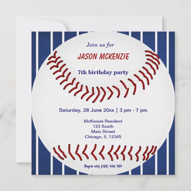 Invitación Cumpleaños del Béisbol (Anverso)