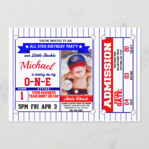 Invitación Cumpleaños del béisbol - 5x7 - Primer cumpleaños d