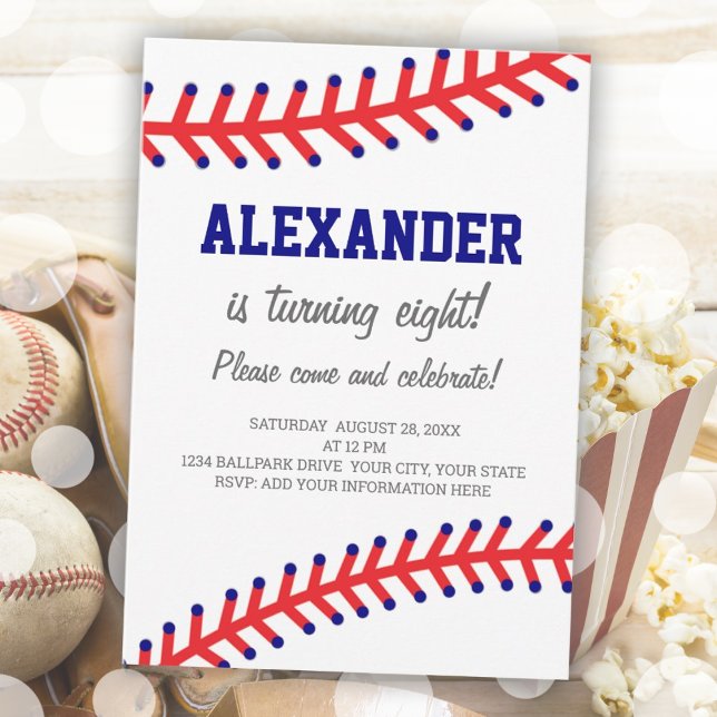 Invitación Cumpleaños del Béisbol Deportivo Sencillo (Simple Sports Baseball Birthday Invitation)