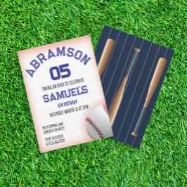 Invitación Cumpleaños del Béisbol Rojo y Azul